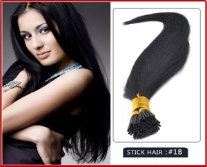 Hela 05GS 300SPACK 14039039 24quot Keratin Stick I Tip Human Hair Extensions Brasilianskt hår 1B Naturlig svart DH6741842