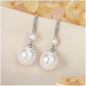 Stud Küpe Moda Kadın 925 Sterling Sier Pearl Kayma Kübik Zirkon Kadın Mücevherleri Kız Arkadaşı Hediye Brincos Bırakan Teslimat Otoac