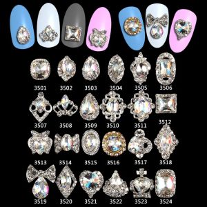 Analyzer Glitter Glass Gems Alloy 100pcs 3d Nail Jewelry Bows Strass Nail Art Decorations Top Quality Nail Charms Supplies**35013524