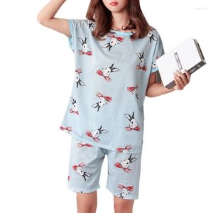 Roupas em casa mulheres doces garotas de sono desenho animado de plus size pijamas de manga curta de verão solta