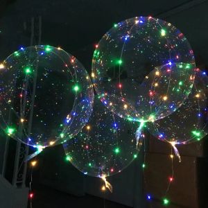 10pcs = (5pcs 18/24inch şeffaf kabarcık balonu+ 5pcs renkli 3m led ip ışığı) düğün doğum günü Noel partisi dekorasyon