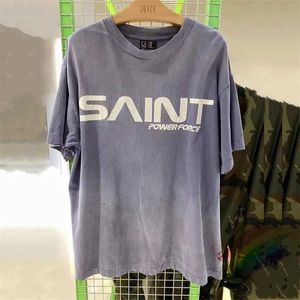 T-shirt maschile Lavate Saint Michael M6 Navy Blue Shirt Men Women High Street Oversize Short Short Top Top J240409