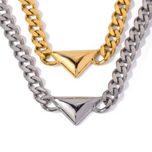 Chains Youthway Low Key Luxury Stainless Steel Cuban Chain Geometric Triangle Necklace Unisex Unique Design Fashion Jewelry Gift