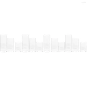 Candle Holders 12 Pcs Clear Holder Glass Table Top Small Pillar Fragrance Household Shades Windproof Protectors