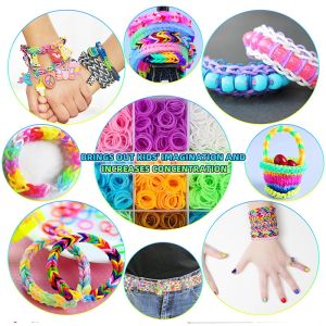 10000pcs Rubber Loom Bands Kits Beads Toys Set Hand Knitting Machine Handmade DIY Rainbow Weave Color Bracelet Girl Gift