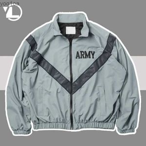 Mäns jackor US Army Retro Jacket Mens Windproof Jacket Sports Training Color Blocking Jacket Lose Casual Spring Jacketl2404