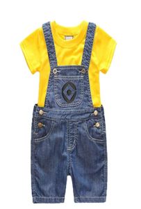 Boys Girls Set Childrens Denim ShortsLongs Suit Kids Clothes T Shirt And 2pc Minions Clothing 16 Years8309796