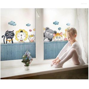 Adesivi per finestre dimensioni personalizzate pellicola statica grattugiata animali gravi asilo per bambini decorazione della camera per bambini