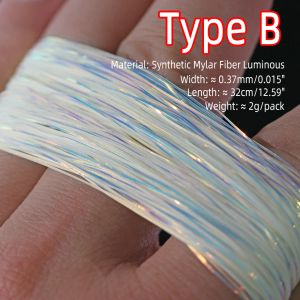 Icerio 10 Packs Luminous Flashabou Tinsel Glow Synthetic Material für Assist Haken Jigs Lure Streamer Fliegenbindungsmaterialien