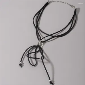 Choker Fashionable Shaped Pendant Necklace Multiple Ribbons Knotted Clavicle Chain