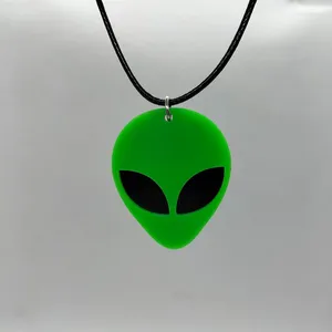 Pendant Necklaces Yungqi Alien Mask Shape Arcylic Charms For Women Girl Minimalist Rope Chain Choker Necklace Jewelry Collier