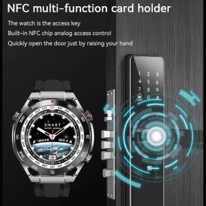 NFCスマートウォッチメンズフルタッチスクリーンBluetoothコールGPSトラックコンパスIP68心拍数ECG 1.5インチApple Samsung用スマートウォッチ