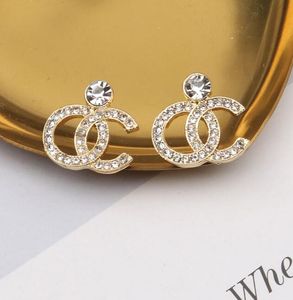 20 Style Lüks Marka Tasarımcıları Letters Stud 18k Altın Kaplama Geometrik Ünlü Kadınlar 925 Gümüş Kristal Rhinestone Küpe Düğün Partisi Jewerlry