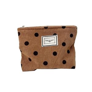 Dot Vintage Cosmetic Bag Frauen Cord -Zipper -Aufbewahrungstasche Outdoor Travel Freizeit stilvolle ultraleichte Make -up -Taschen