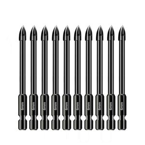 5/10pcs 6mm Cross Furt Bit Bit Bit Bit Bit de porcelana para marmore Cabeça de perfuração de tijolos de tijolos de vidro de mármore Black