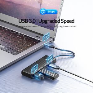 Orico USB 3.0 HUB USB ADAPTERポートエクステンダーSD/TFカードリーダーPD100W PCラップトップと互換性のある充電ポート5GBPSハブ