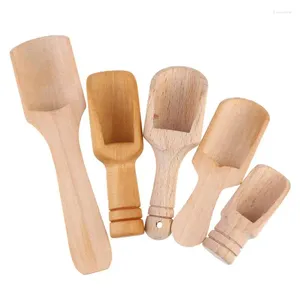 Löffel 5pcs Holz Salzschaufeln Holzgriff Mini Schaufel Schaufel Teelöffel Bodenmilch Kaffee Kaffee Gewürzküche Gadgets