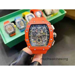 Richardmiler Luxury Wristwatches 자동 크로노 그래프 스위스 기술 1103 Millr Hollowed Swiss Square 자동 기계식 시계 남성 Red Watches B5D