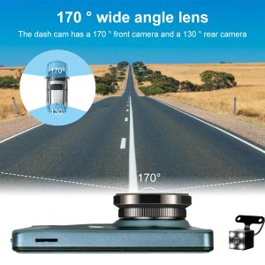 CAR DASH CAM 1080P 4 Inch HD Video Recorder Bakvy Dual Lens HD Cykelinspelning 24 timmar Parkering Monitoring Car Driving Recorder