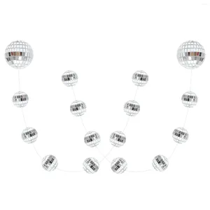 Parti Dekorasyonu 2 Dizeler Disco Ball Çeken Çiçekler ve Bayraklar Düğün Yılın Doğum Günü Asma Düzenlemesi (2pcs) Süsleme