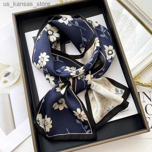 Schals Design Hair Band Mode % echte Seidenstirnbänder für Frauen Skinny Scarves Neckerchief Gattung Bag Ribbons Foulard Krawatte 2023240409