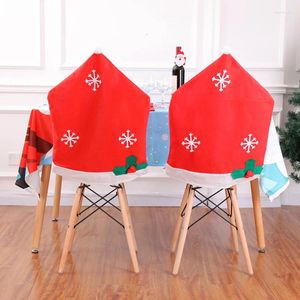 Chair Covers 1 Pc Chirstmas Cover Snowflake Pattern Non-woven Fabric Case Christmas Decorations Santa Hat Shaped Back