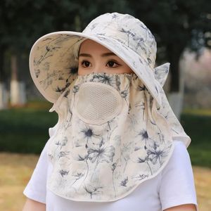 Stilhatt för kvinnor med stor rand för att täcka ansikte vindtät soltät UV -säker lämplig utomhusresor och teplockning240409