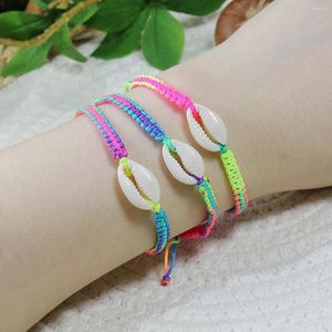 Länkarmband boho kvinnor vävade färgglada armband skal design multi stycken set semester stil enkel trendiga tillbehör parti dekor gåvor