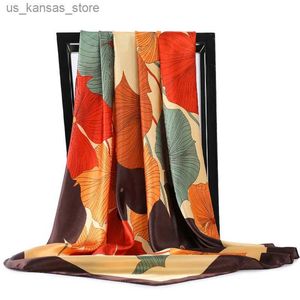 SCARPE 2023 Nuovo design 90*90 cm Elegante seta Scarf Square Satin Women Capelli Female Office Sciallo Sciallo Chiffon Foulard Bandana Muffler240409