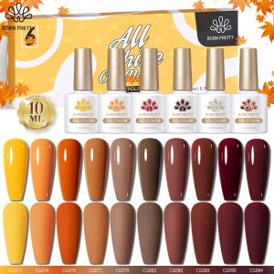 ジェルBorn Pretty 6pcs 10ml Autumn Gel Polish Set Red Caramel Orange Brown Pumpkin Gel Nail Kit Varnis Semi Permanent Halloweenギフト