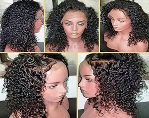 Perucas frontais de renda 360 pré -arrancadas para mulheres negras HD Curly HD Front Guleless Human Hair Wig 10 polegadas com 130 densidade Diva19351813