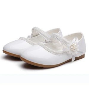 Sneaker 1 2 3 4 5 6 7 anni Nuovo Flower Children Girls Girls White Pearl Leather Shoes for Girls Kids Party Wedding Princess Dress Scarpe