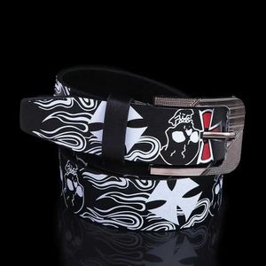 Gürtel Stift Schnalle Schädel Skelettmuster für Männer für Frauen Frauen Frauen koreanische Taillengurt PU Leder Gürtel Casual Belt Accessoiresl240409