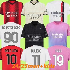 2024 2025 MILANS IBRAHIMOVIC Soccer Jerseys 23 24 25 GIROUD KESSIE DE RAFAELREIJNDERS KETELAERE RAFA LEAOKESSIE LEAO Maglia Home Away 3rd Third Kids Kit Full Set