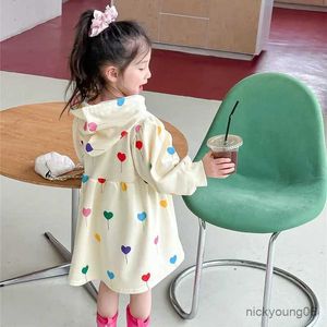 Set di abbigliamento primaverili per bambini autunnali di cotone con cappuccio con cappuccio dolce abbigliamento per la felpa lungo per bambini pista per bambini jumper pullover per bambini 2-8 anni