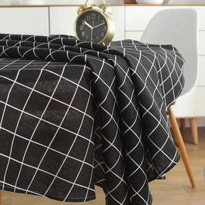 Table Cloth Nordic Cotton Linen Tablecloth Black Plaid Stripes Green Christmas Tree Pattern Cover Washable For Tea