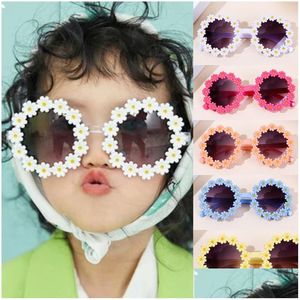 Safety Goggles New Girls Round Flower Uv400 Sunglasses Boys Children Colors Outdoor Sun Protection Baby Sport Shades Glasses Kids Drop Dhg7V