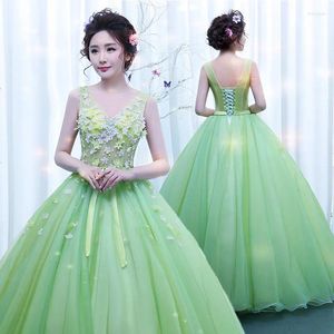 Partykleider Grasgrün lang Schweiß Lady Girl Frauen Prinzessin Performance Banquet Ball Prom Kleid Kleid