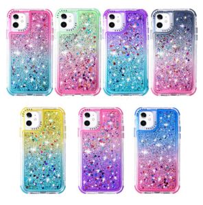 Gradient 3 in 1 PC TPU Bling Quicksand Glitter Phone Cases For Iphone 12 pro Max XS 6 7 8 Case8469551