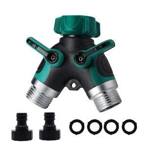 2-way Heavy-duty Garden Hose Distributor 3/4" Y-type Valve Water Pipe Connector