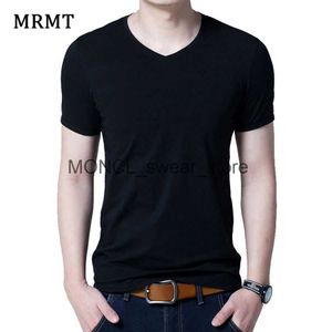 Camisetas masculinas 2024 MRMT Mens algodão de algodão curta T-shirt Tide Man V Collar Cotton Moda Big Size Bottoming Mens H240408