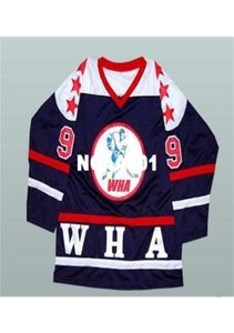 Real 001 Real Full Embroidery 9 Boriz Bobby Hull Wha All Star Hockey Jersey eller Custom något namn eller nummer Jersey1659576