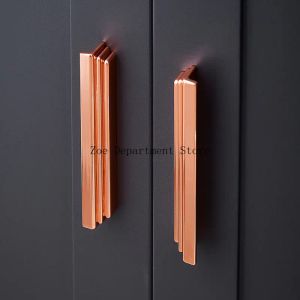 Moderna de ouro rosa brilhante para o armário e gaveta Nórdica Móveis Puxa Lidra Hardware Luz de luxo Cupalho Porta