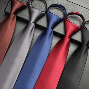 Neck Ties Lazy tie mens business dress Wedding Shirt zipper knot free saffron red easy to pull manQ