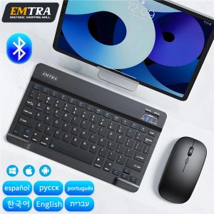 Combos EMTRA Bluetooth Wireless Keyboard Mouse For Samsung Xiaomi Huawei Tablet For iPad Air Mini 5 Pro Spanish Korean Russian Keyboard