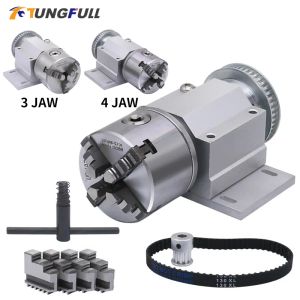 3 Çene Chuck 100mm 80mm 4 Mini CNC Yönlendirici Ahşap İşçiliği Lazer İşaret Makinesi Döner Eksen Bead Makinesi