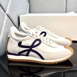 Designer lässige Schuhe fließen Runner in Nylon und Wildleder Schnürsenne mit einem weichen Obermaterial und Honigkautschukwellen Sohle Top Cowhide Herren Damenschuhe