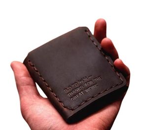 Men Wallets Vintage Cow Genuine Leather Wallet Male Handmade Custom Dollar Coin Purse Short Wallet Employee Gift14126380