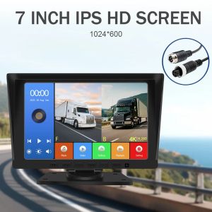 7 tum IPS MP5 Skärm Tungt fordon Driving Parkeringsinspelningssystem 2ch AHD -kamera för lastbil bakvy Monitor HD Night Vision