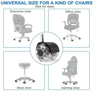 (Conjunto de 5) Rodas de cadeira de escritório Substituição de 2 polegadas Rodas de lançador pesado de serviço rápido Rolling Chauts Casters Universal Fit